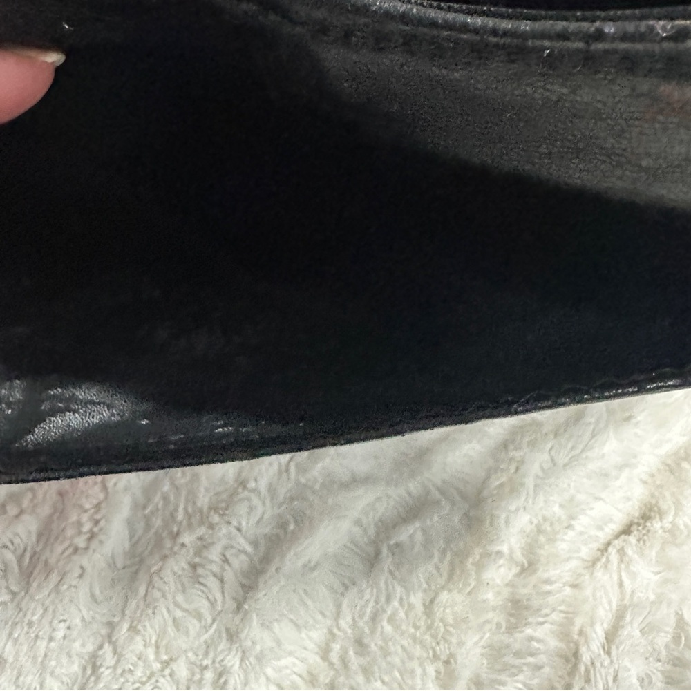 Black leather midcentury 70’s handbag Bakelite top handle Vintage Purse Whimsy - Picture 7 of 16